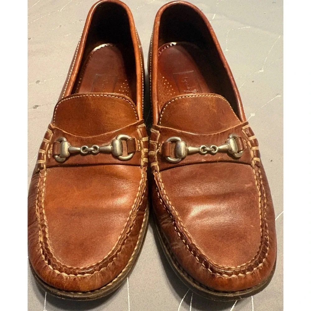 Cole Haan Country Womens Tan Leather Bit Loafers Moc Toe Shoes 7.5 AA Narrow